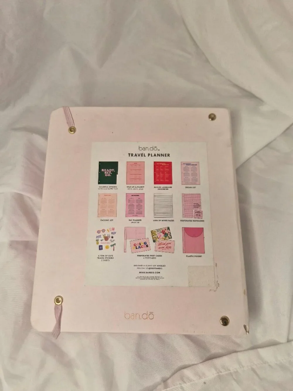 ban.do Travel Planner Binder Pink - Travel Organizer Journal